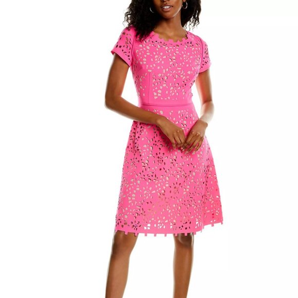 Focus by Shani Dresses & Skirts - Focus By Shani Women's Pink/Beige Laser Cutout A-line Dress Size: 6